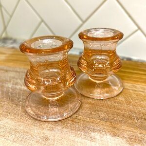 Gorgeous Pink Depression Glass Candlestick Holders